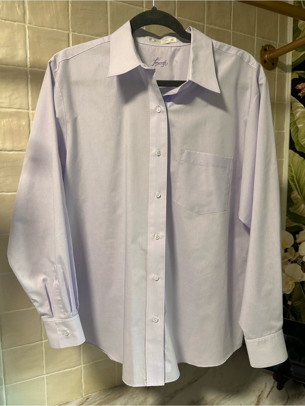 Foxcroft Light Purple Long Sleeve Button Up Shirt Wrinkle Free - Size 14